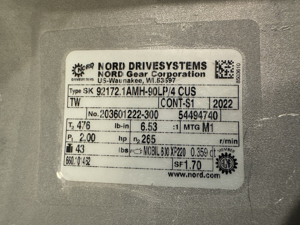Nord 92172.1AMH-90LP/4 CUS Gearbox SK90LP/4 CUS TW Motor NEW! FREE SHIPPING!
