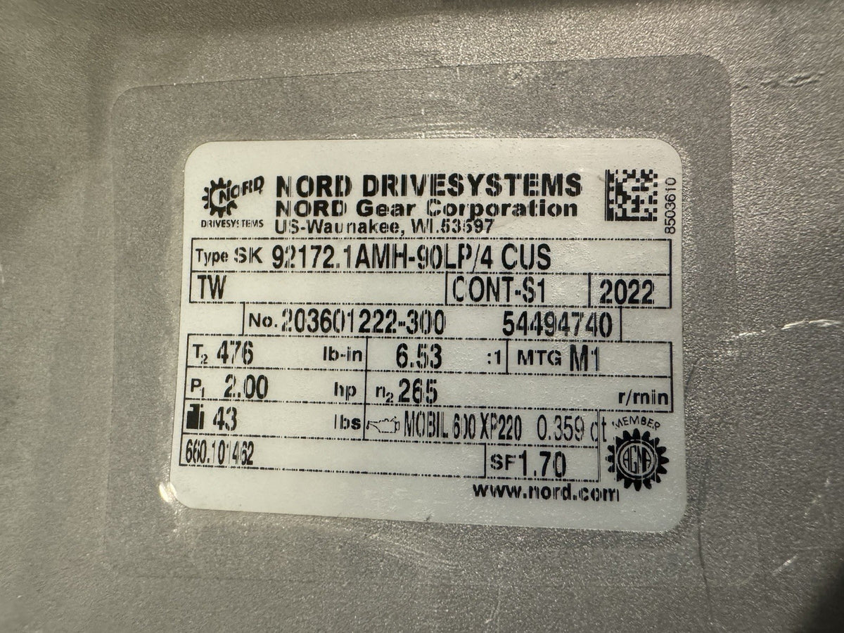 Nord 92172.1AMH-90LP/4 CUS Gearbox SK90LP/4 CUS TW Motor NEW! FREE SHIPPING!