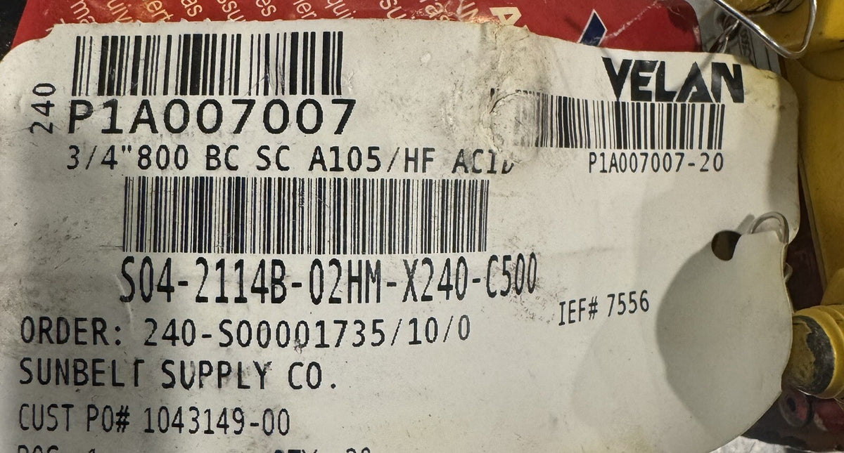 Velan S04-2114B-02HM-X240-C500 Check Valve 3/4” A105 NEW! FREE SHIPPING!