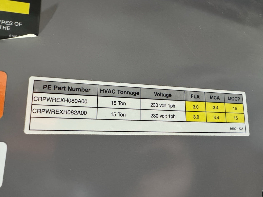 CRPWREXH082A00 Carrier Horizontal Power Exhaust 208/230V 15 Ton NEW! SHIPS FREE!