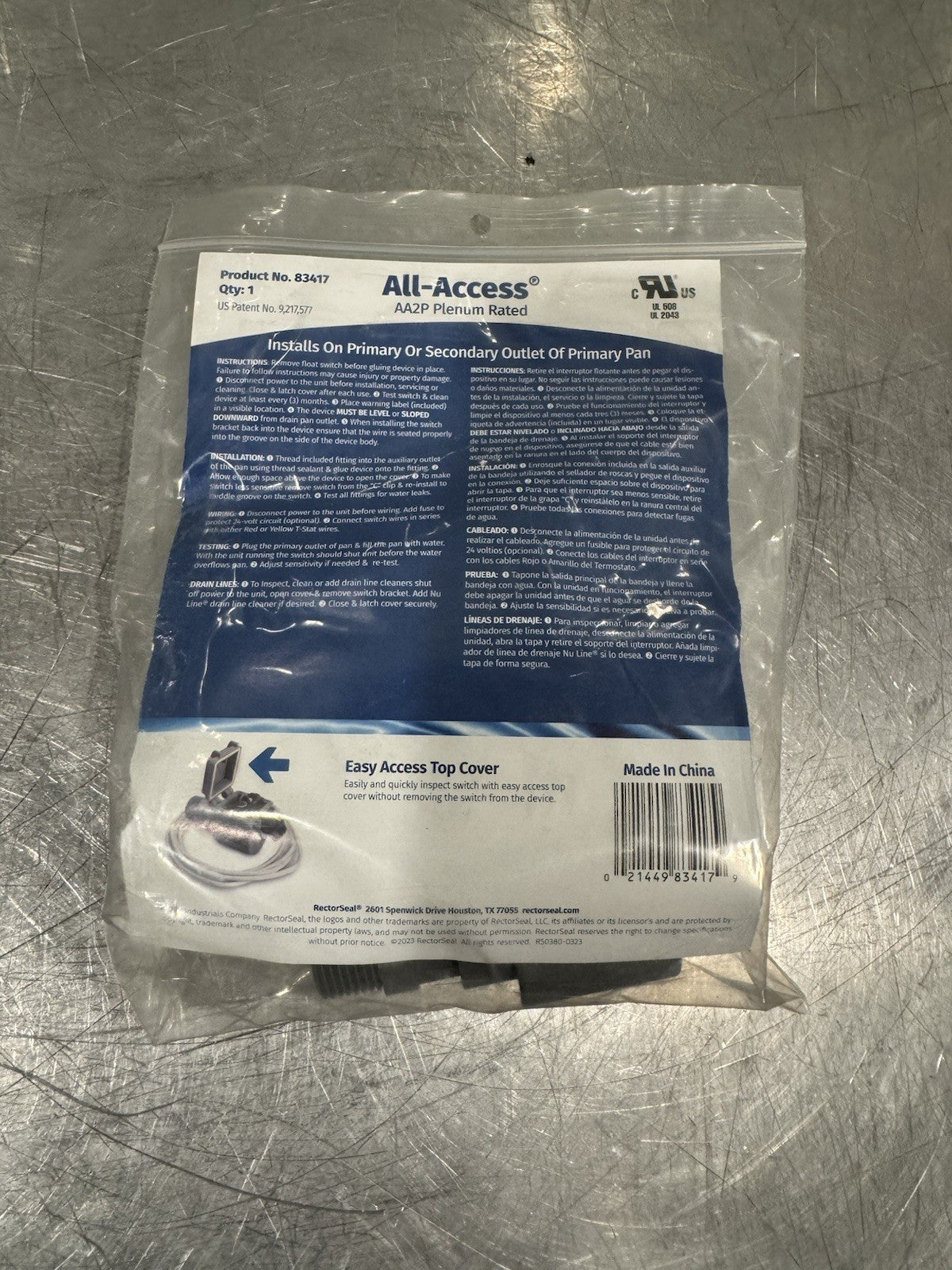Rectorseal 83417 Primary Auxiliary Drain Outlet Overflow Shutoff Float AA2P NEW!