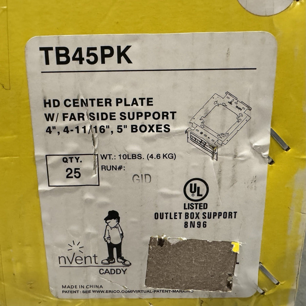 Nvent Caddy TB45PK HD Center Plate W/ Far Side Support 25 PACK NEW! SHIPS FREE!