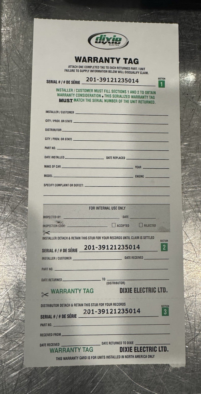 Dixie Electric 201-39121 Starter Motor 12V STR.39MT/12V/11T NEW! FREE SHIPPING!