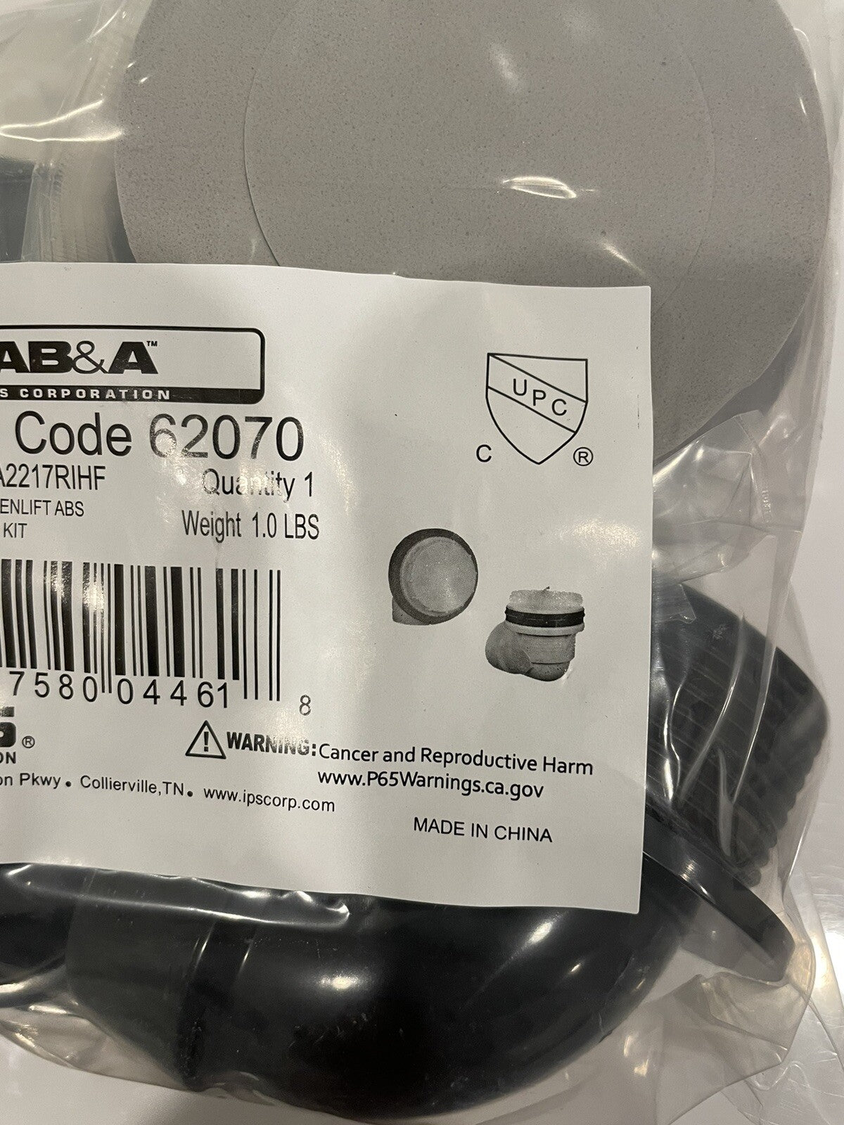ABA2217RIHF AB&B 62070 Rough In Classic Pushenlift ABS CP W/ Test Kit NEW