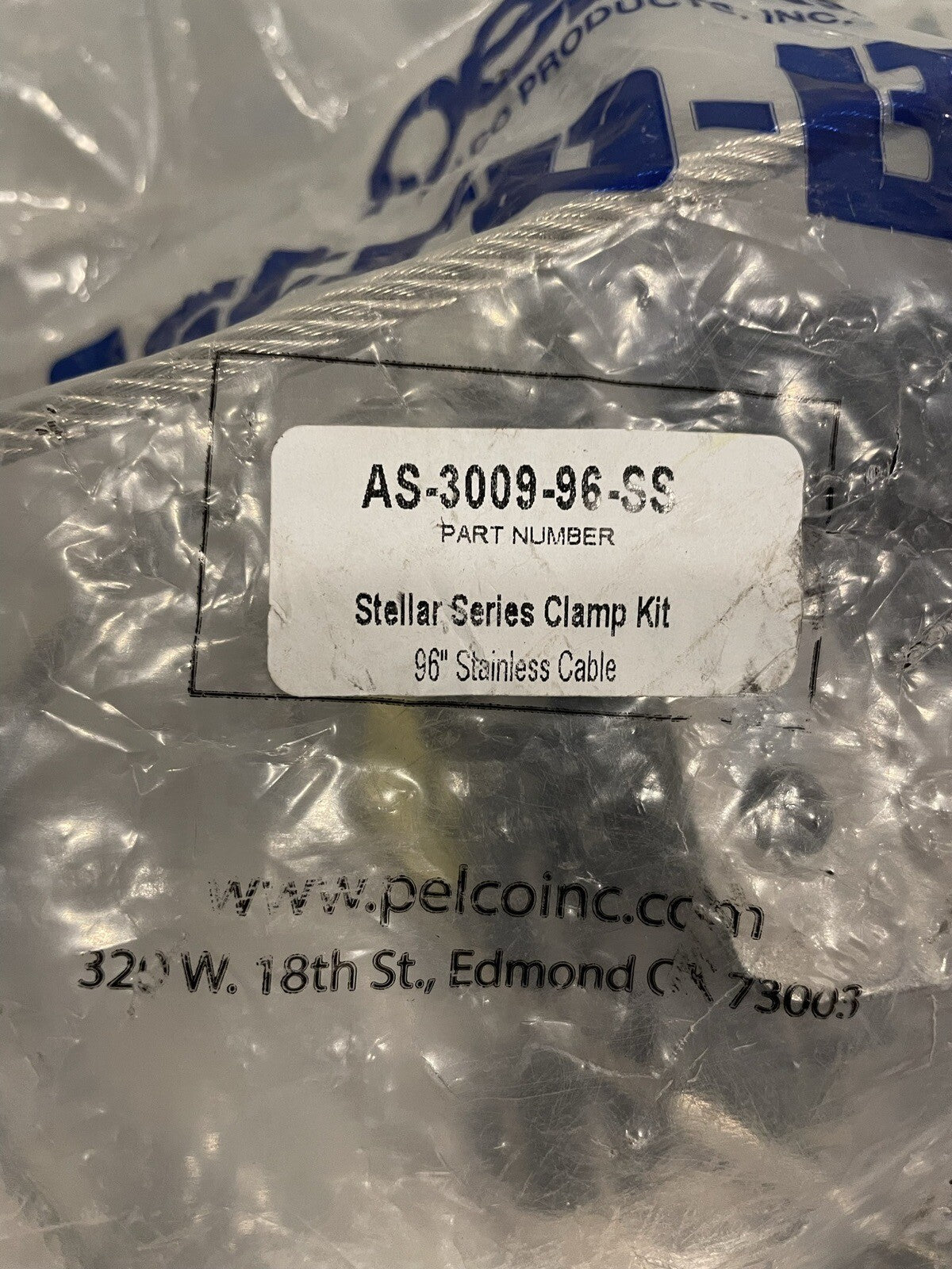 Pelco AS-3009-96-SS Stellar Series Clamp Kit 96” SS Cable NEW! FREE SHIPPING!