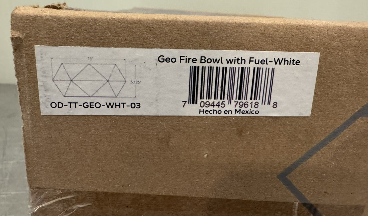Terra Flame OD-TT-GEO-WHT-03 Tabletop Fire Bowl White NEW IN BOX! FREE SHIPPING!