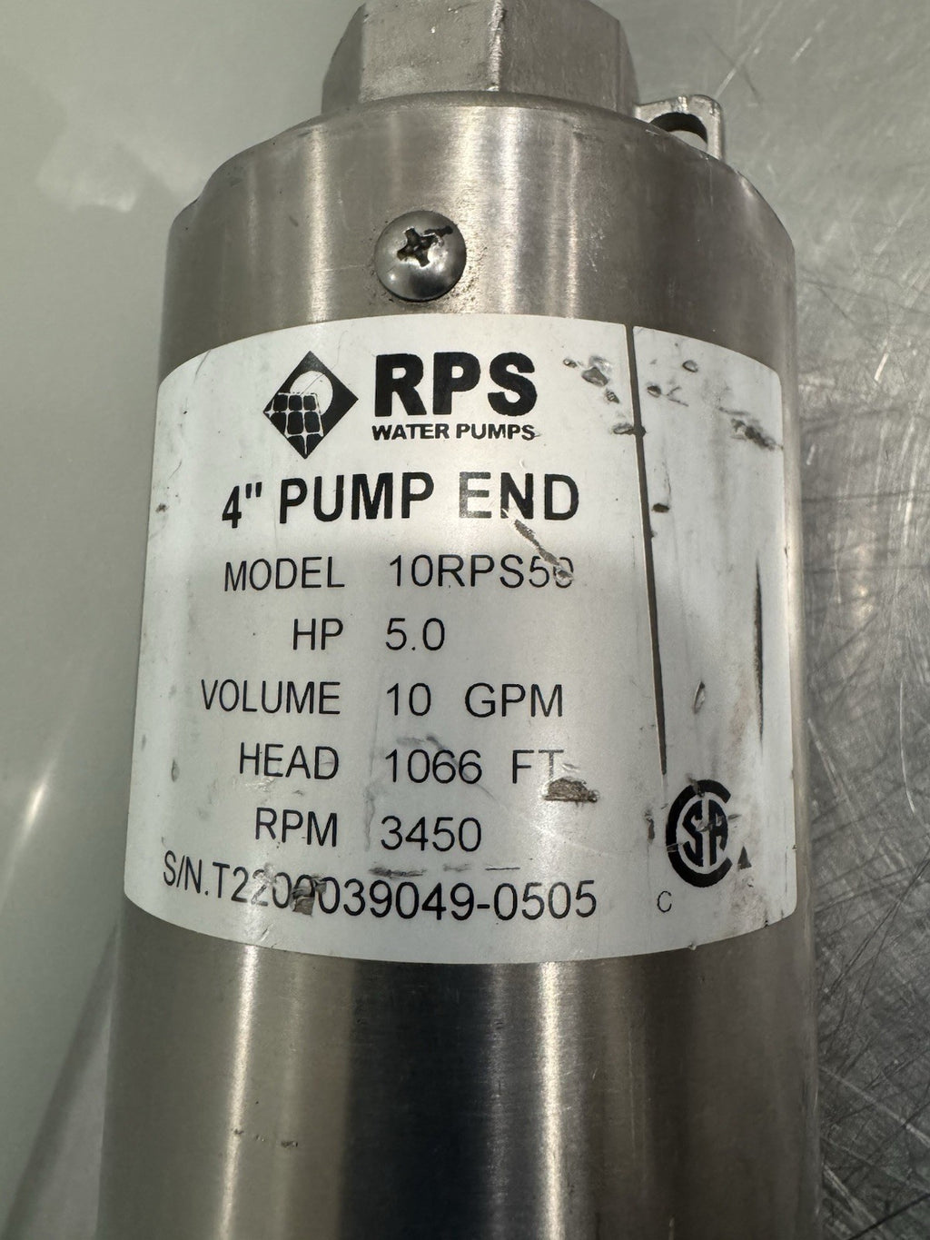 RPS 10RPS50 Pump End 4” 5HP 10GPM 3450 RPM 1066 FT Head NEW! FREE SHIPPING!
