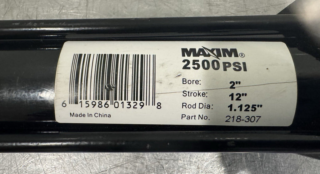 Maxim 218-307 Hydraulic Cylinder 2” Bore 12” Stroke 1.125” Rod NEW! SHIPS FREE!