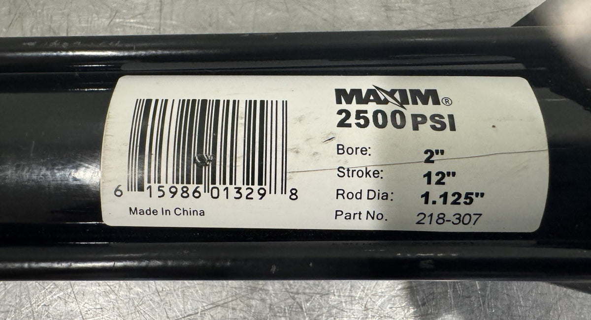 Maxim 218-307 Hydraulic Cylinder 2” Bore 12” Stroke 1.125” Rod NEW! SHIPS FREE!