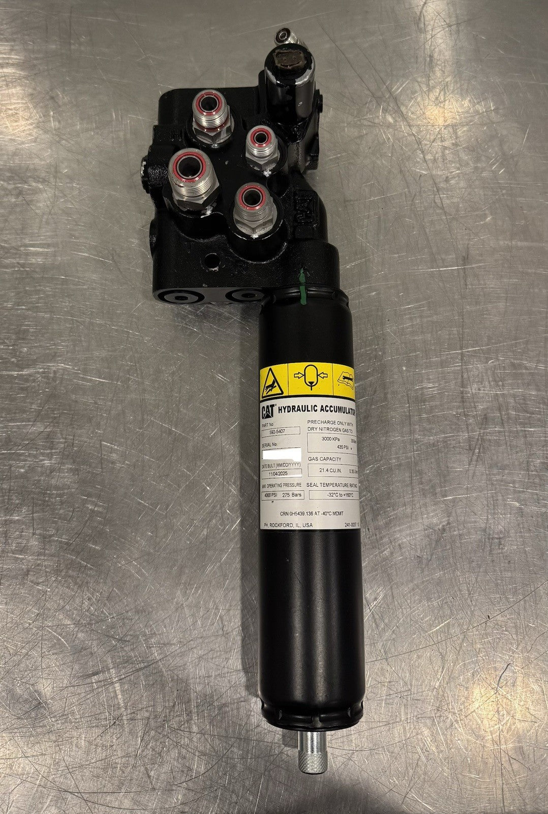 Caterpillar 592-5407 CAT Hydraulic Accumulator W/ Valve 580-0071 NEW! SHIPS FREE