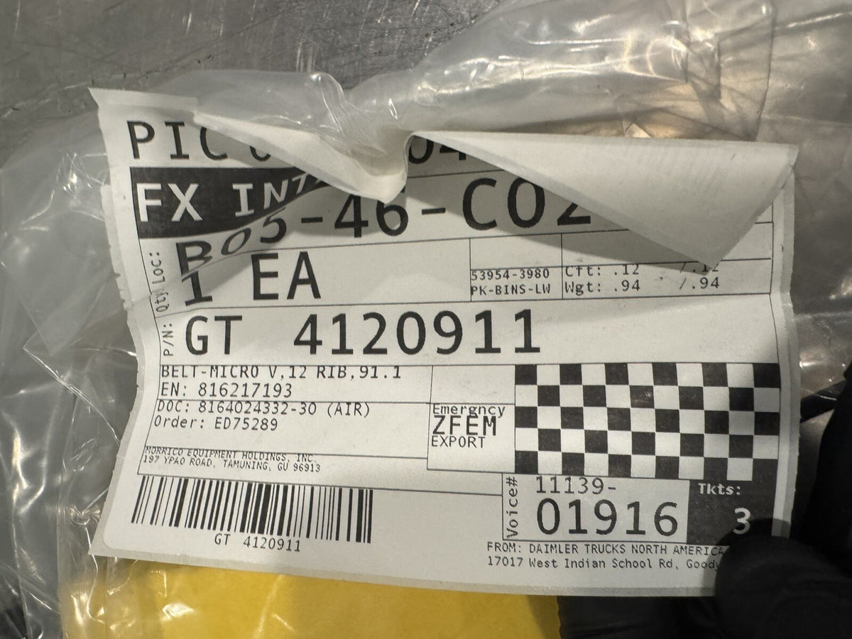 Alliance GT 4120911 Serpentine Belt 12 Rib 91-3/4” NEW! FREE SHIPPING!