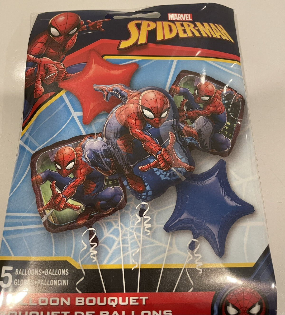 (1) Spider-Man 5 PACK Balloon Bouquet Anagram 34667 NEW! FREE SHIPPING!