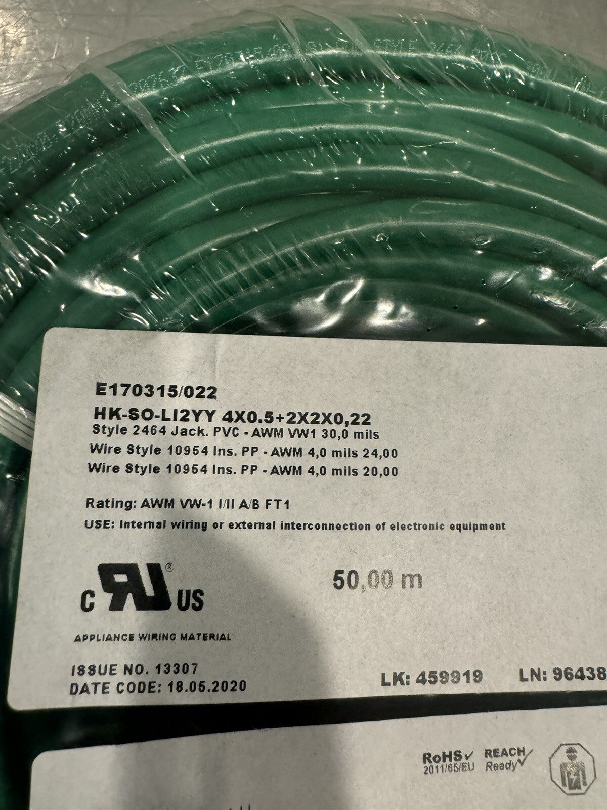 HK-SO-LI2YY Wire Roll 50 Meter E170315/022 707637 NEW! FREE SHIPPING!