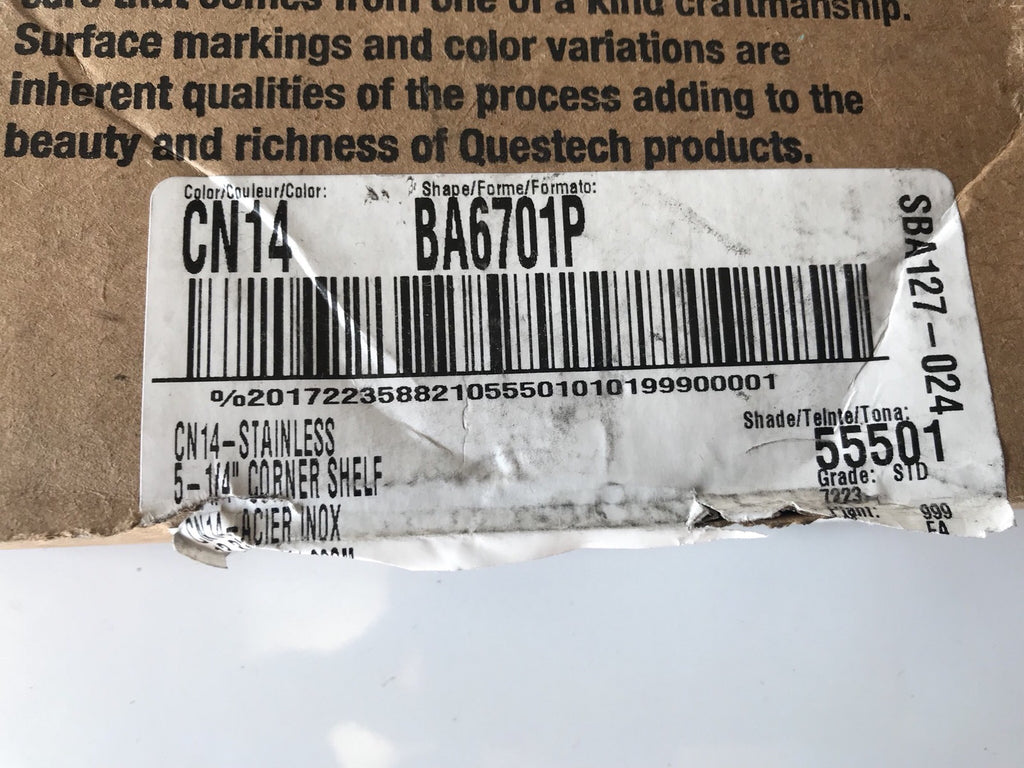 Questech CN14 Corner Shower Shelf 5 1/4” NEW IN BOX