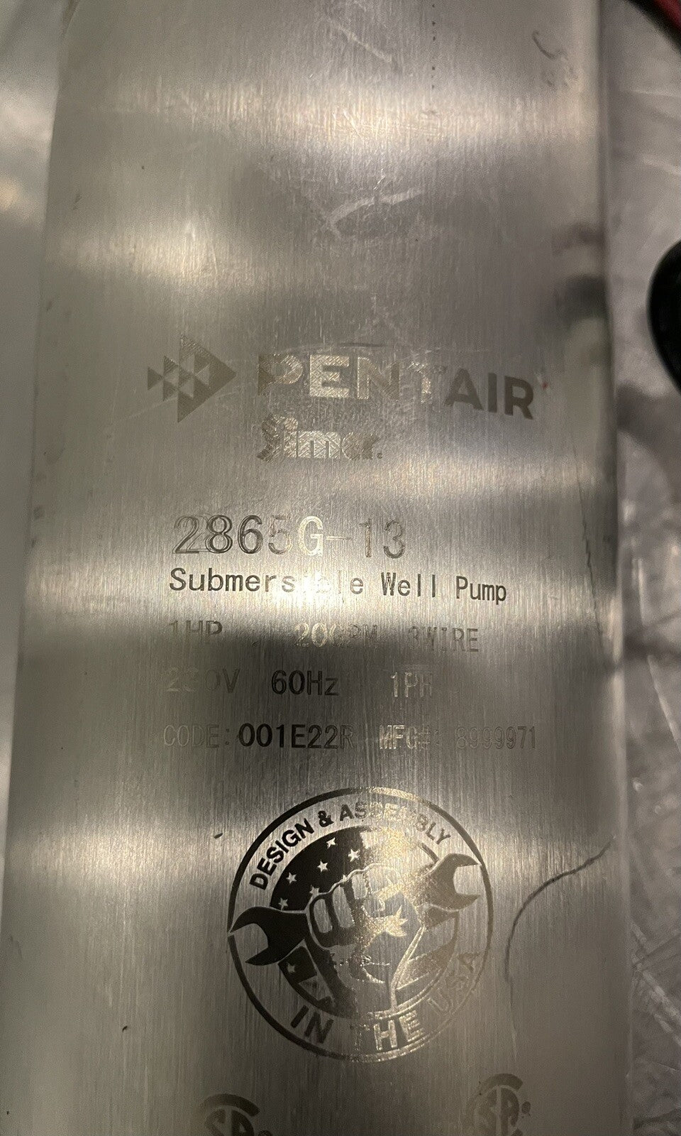 Pentair 2865G-13 Well Pump 1HP 20GPM 3 Wire 230V NEW! FREE SHIPPING!