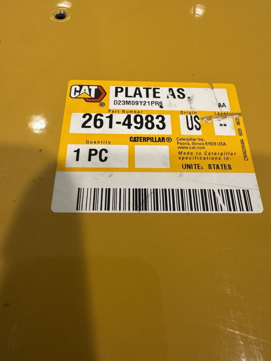 Caterpillar 261-4983 Mounting Plate Assembly CAT Genuine NEW! FREE SHIPPING!