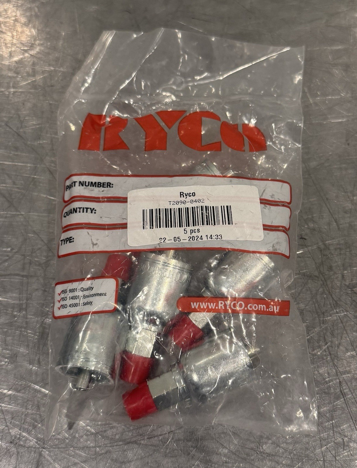 Ryco T2090-0402 Hydraulic Fittings 5 PACK Crimp X Thread NEW! FREE SHIPPING!