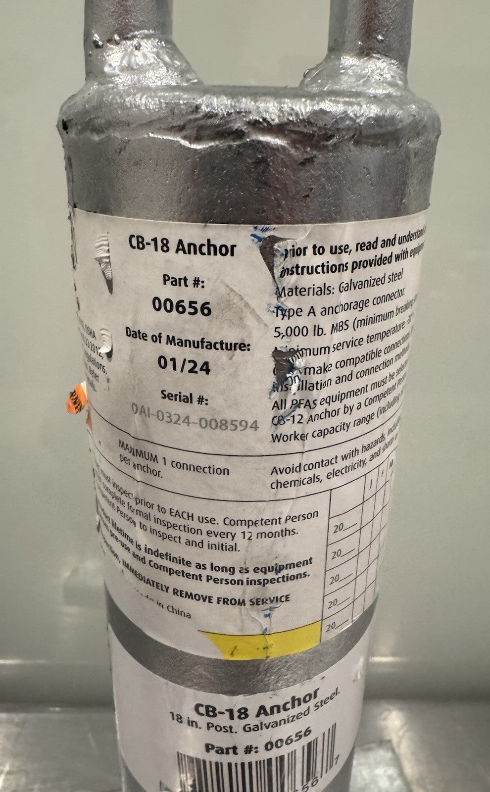 Guardian 00656 Anchor Post CB-18 Galvanized 18” NEW! FREE SHIPPING!