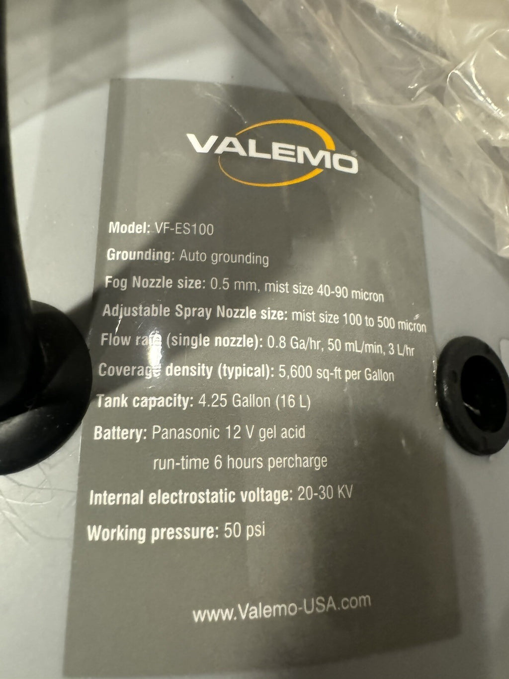Valemo VF-ES100-B Cordless Electrostatic Backpack Sprayer NEW IN BOX! SHIPS FREE