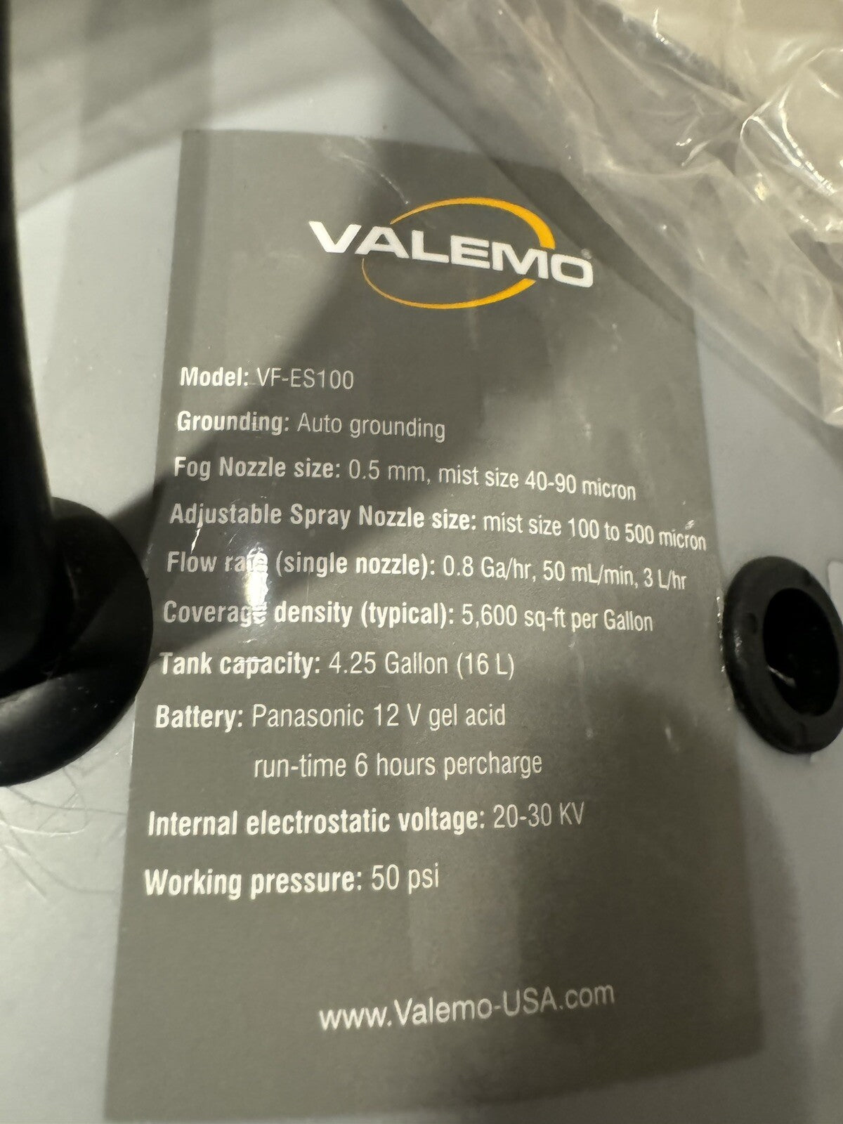 Valemo VF-ES100-B Cordless Electrostatic Backpack Sprayer NEW IN BOX! SHIPS FREE