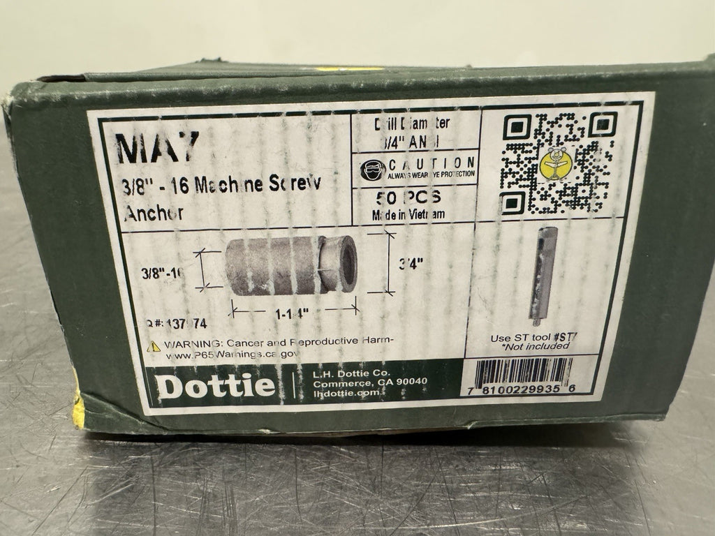 Dottie MA7 3/8”-16 Machine Screw Anchor 50 PACK NEW! FREE SHIPPING!