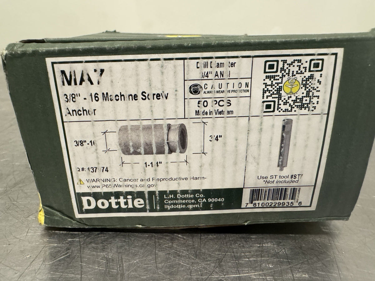 Dottie MA7 3/8”-16 Machine Screw Anchor 50 PACK NEW! FREE SHIPPING!