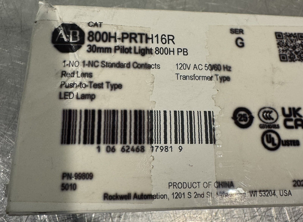 Allen Bradley 800H-PRTH16R Pilot Light 30mm Red Lens Push To Test NEW SHIPS FREE