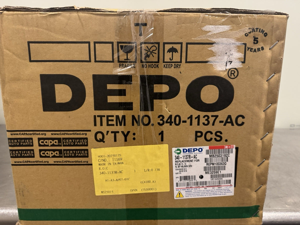 Depo 340-1137R-AC Headlight Passenger Side For Mercedes NEW IN BOX! SHIPS FREE!
