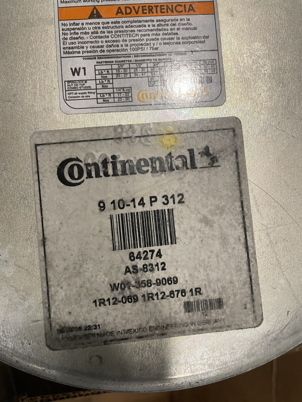 Continental 64274 Air Spring Contitech W01-358-9069 NEW IN BOX! FREE SHIPPING!