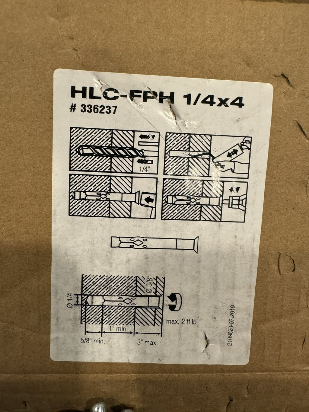 Hilti 336237 HLC Sleeve Anchor HLC-FPH 1/4x4 100 PACK NEW IN BOX! FREE SHIPPING!