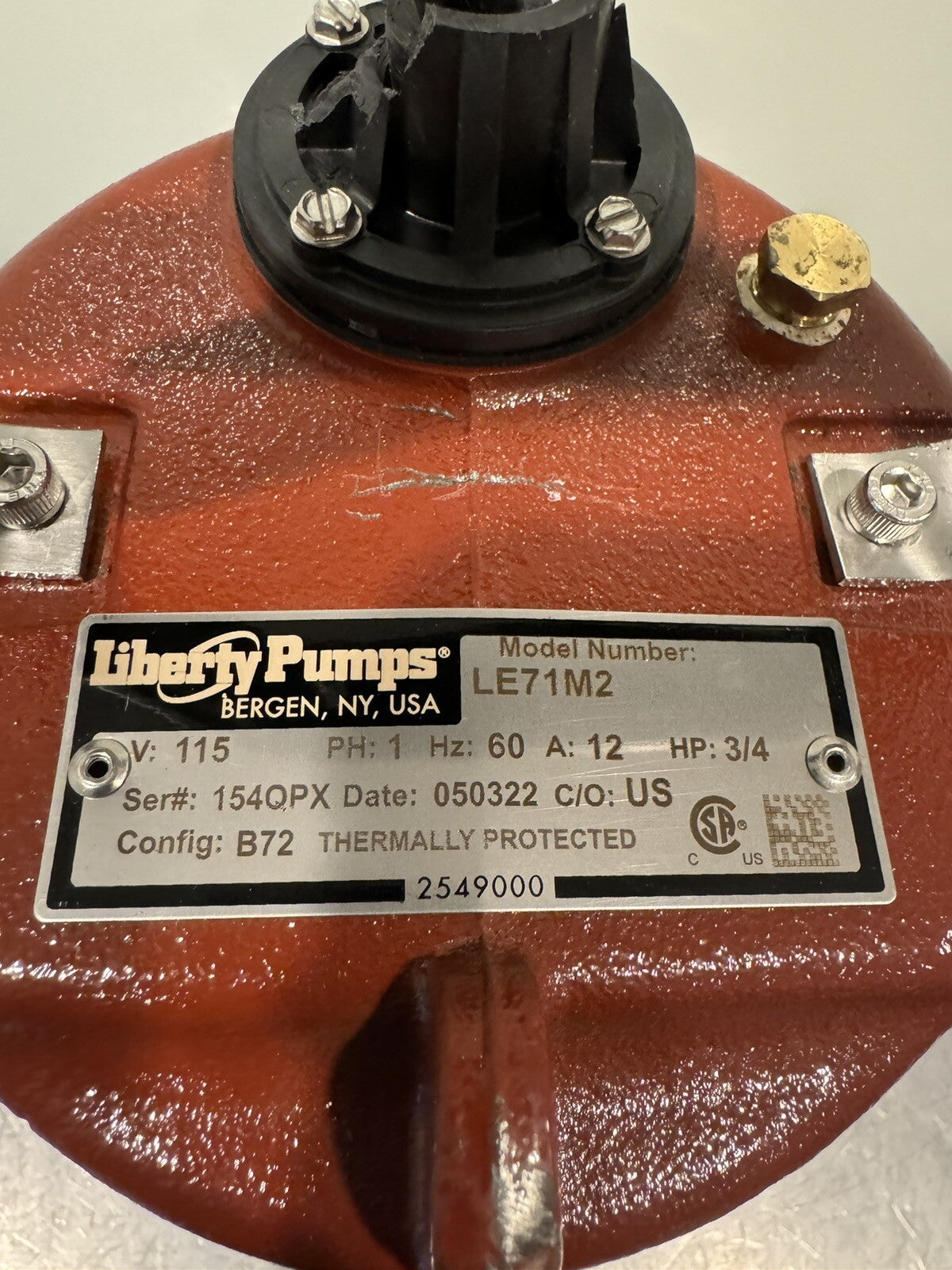 Liberty Pumps LE71M2 Sewage Pump 3/4HP 115V 1Ph NEW! FREE SHIPPING!