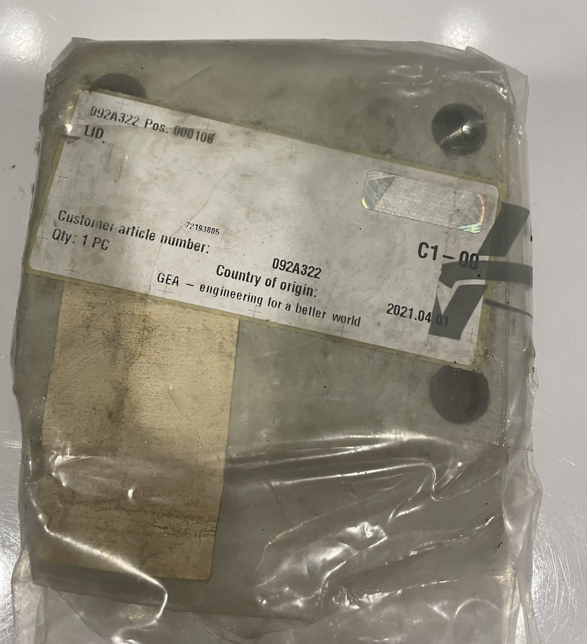 GEA 092A322 Lid ASSY Square 4.7” NEW! FREE SHIPPING!