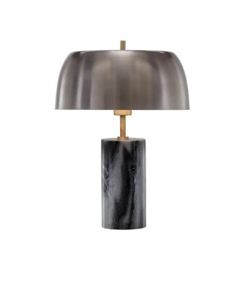Sunpan 106979 Aludra Table Lamp Grey Marble Antique Silver Color NEW!