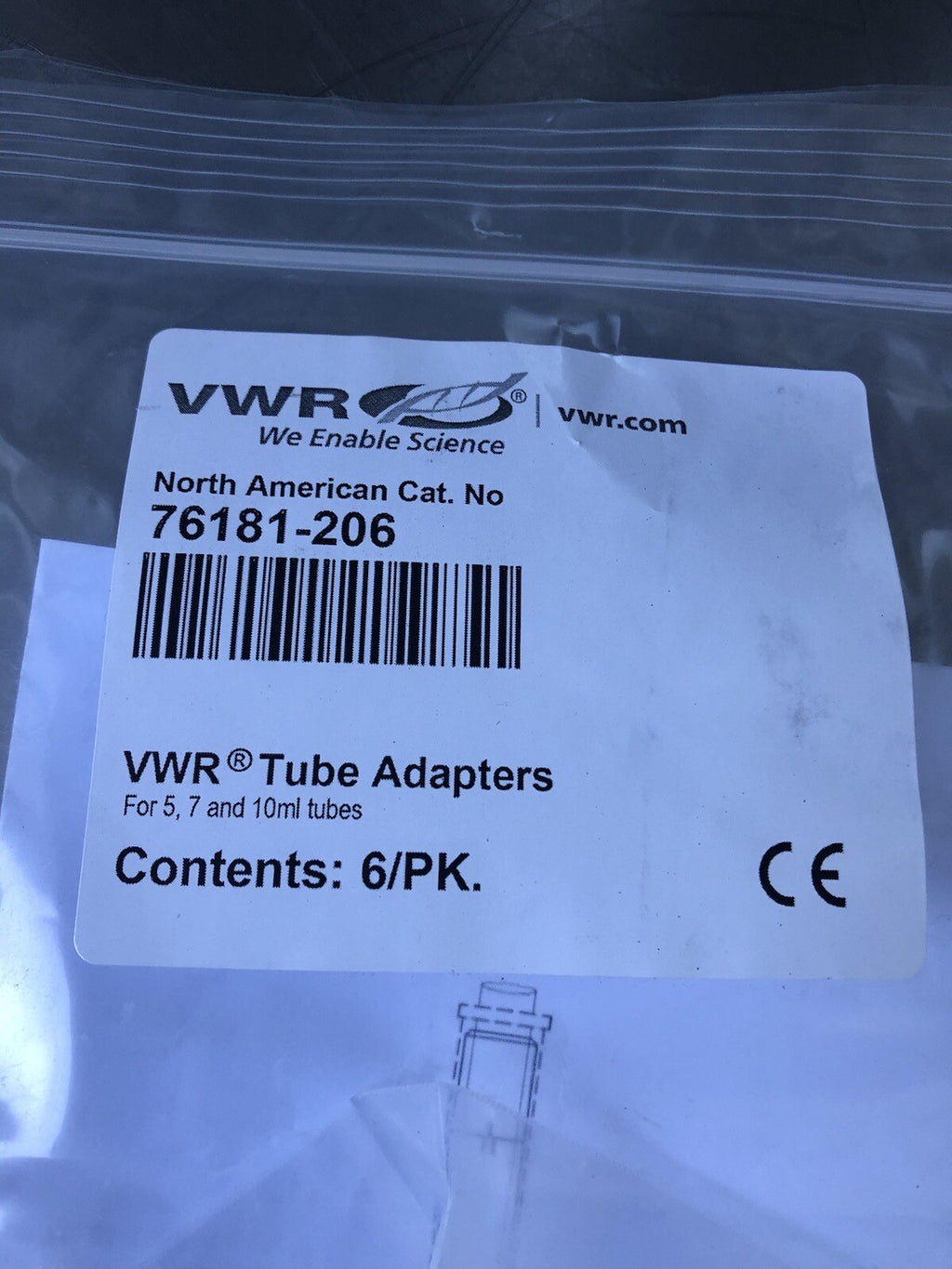 VWR 76181-206 Tube Adapters 6 PACK NEW!! FREE SHIPPING!!