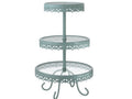 Midwest 105025 Blue 3 Tier Metal And Glass Cake Stand NEW