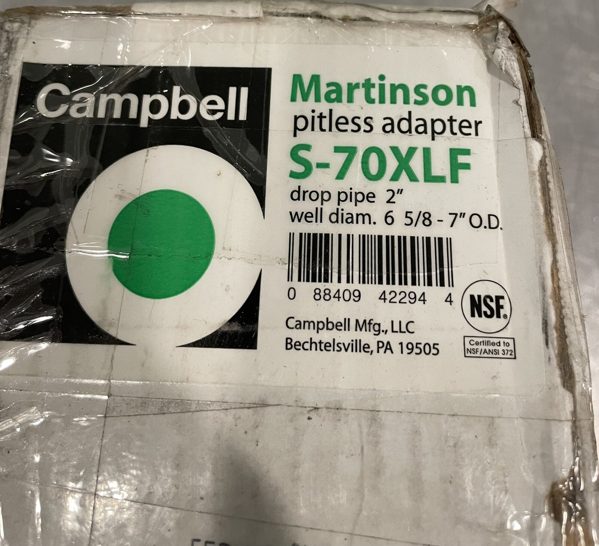 Campbell S-70XLF Pitless Adapter Lead Free 2” Drop Pipe NEW IN BOX!