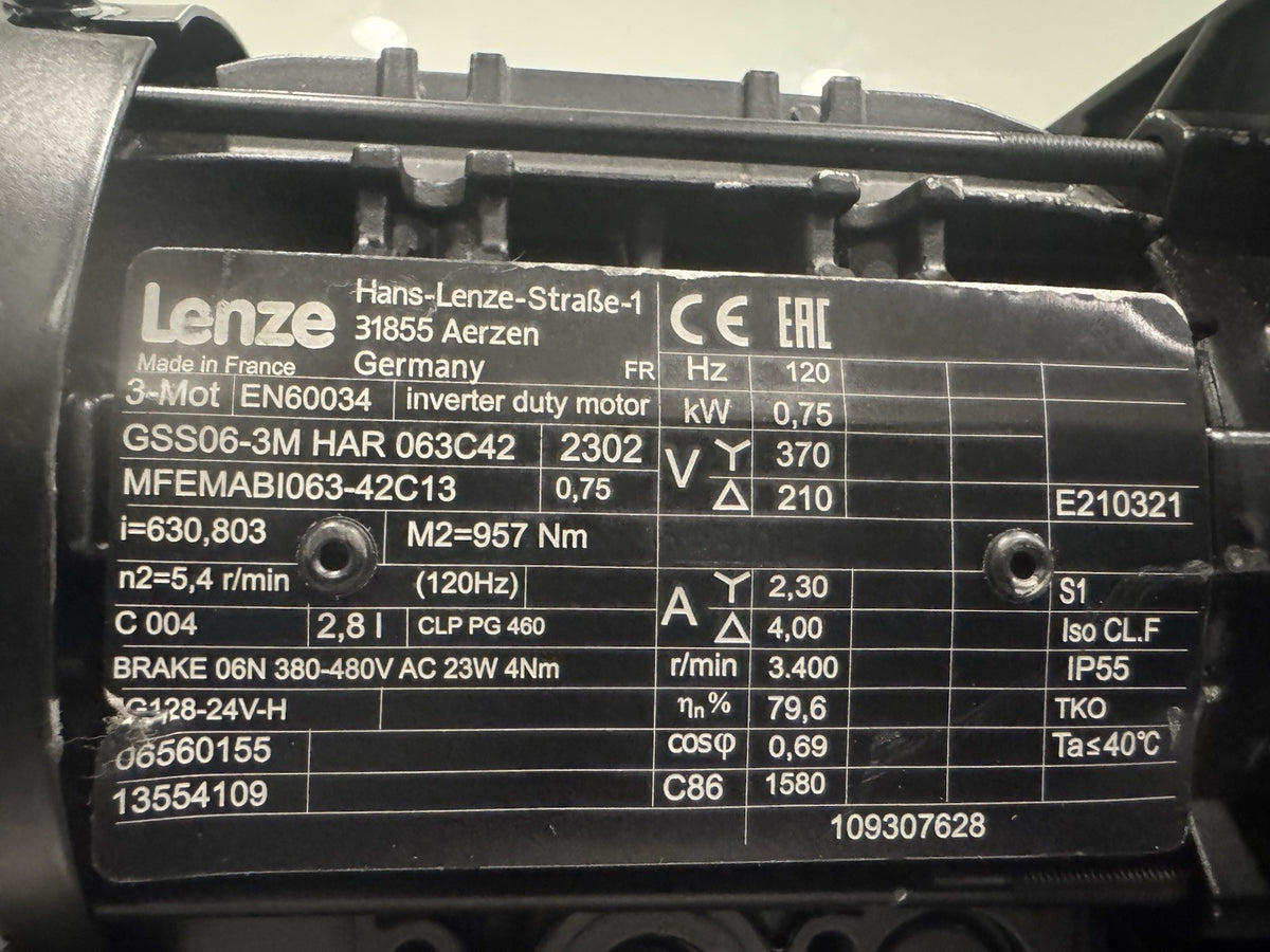 Lenze GSS06-3M HAR 063C42 Motor Gearbox Assembly NEW! FREE SHIPPING!