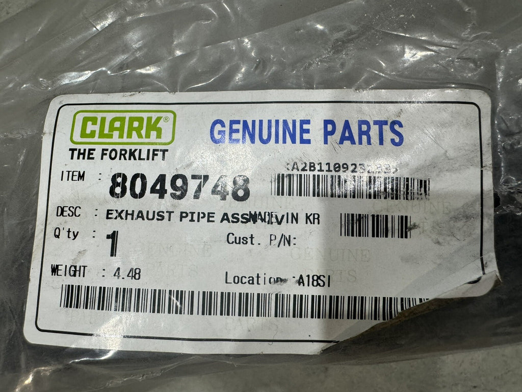 Clark 8049748 Exhaust Pipe NEW! FREE SHIPPING!