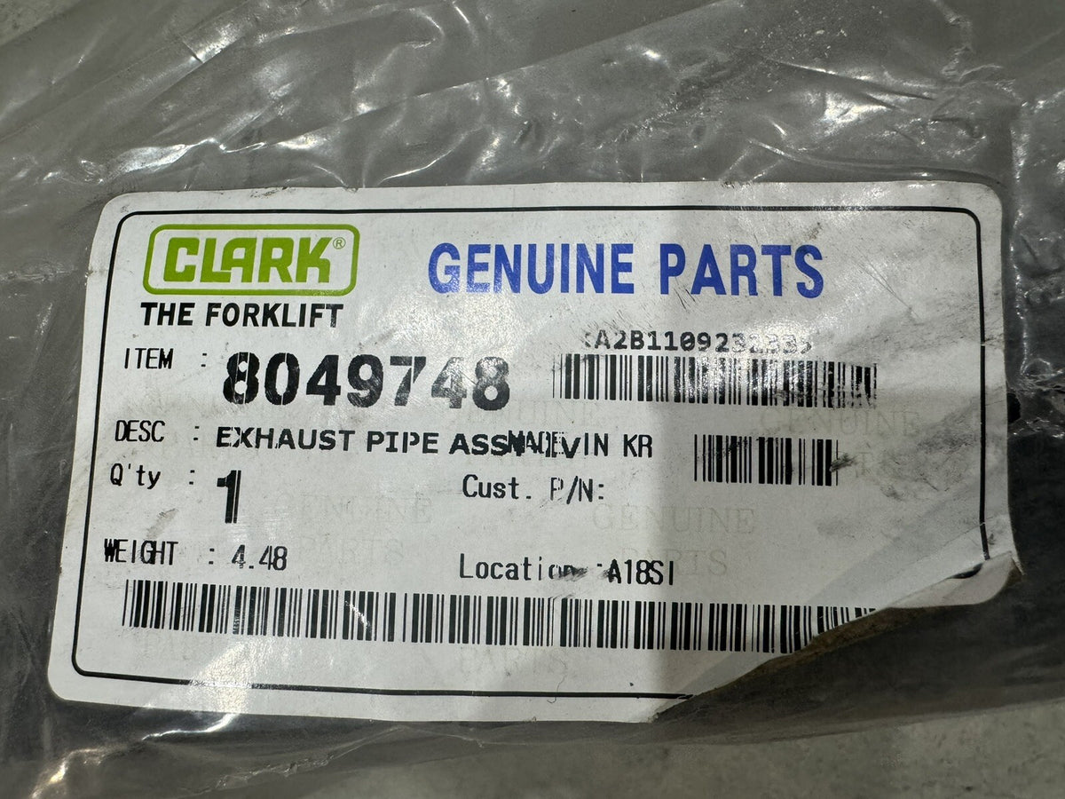 Clark 8049748 Exhaust Pipe NEW! FREE SHIPPING!