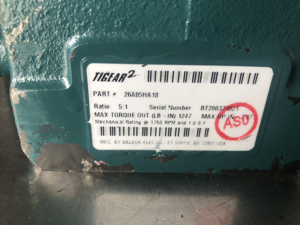 Dodge Tigear2 26A05HA18 Size 26 Right Angle Worm Gear Reducer NEW! FREE SHIPPING