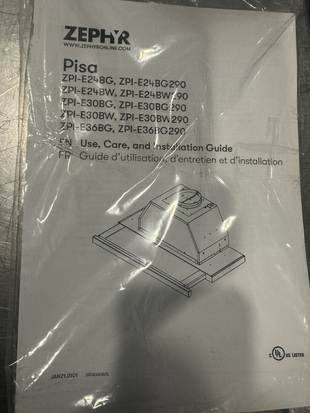 Zline ZPI-E36BG Range Good Convertible Under Cabinet Stainless Pisa 500 CFM NEW!