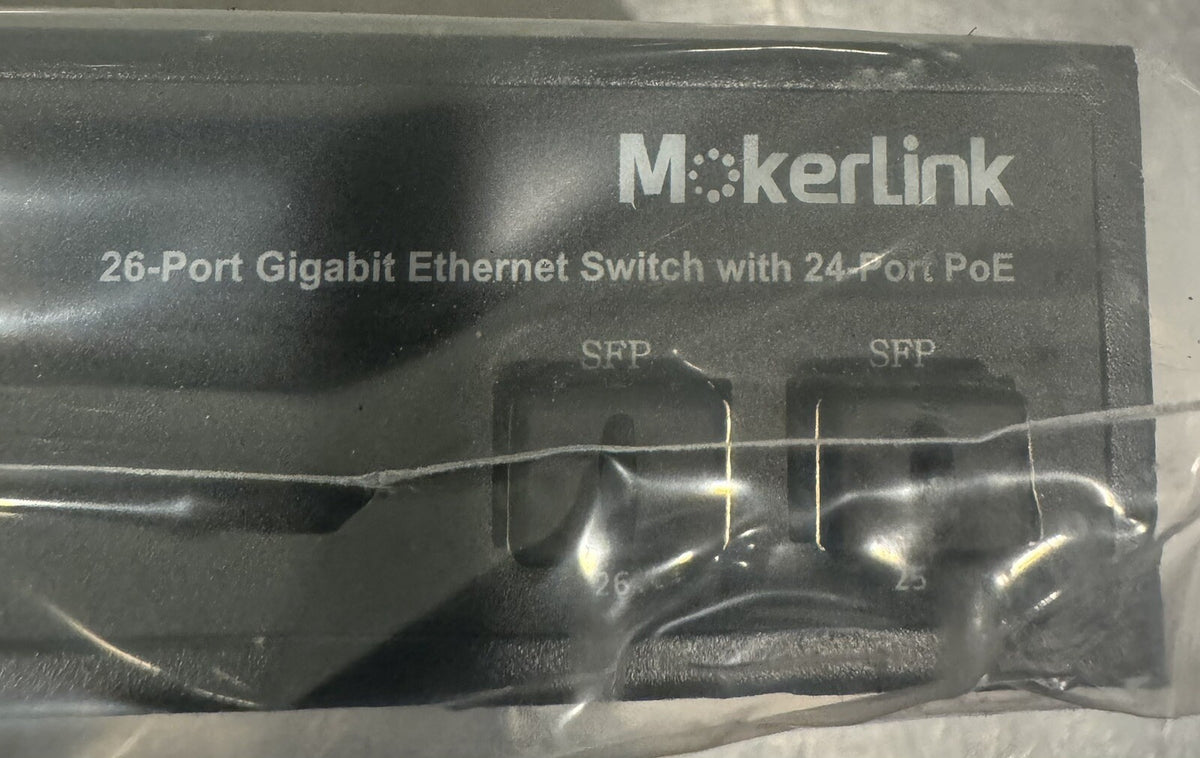 Mokerlink POE-G242GS 26-Port Gigabit Ethernet Switch W/ 24 Port POE NEW IN BOX!