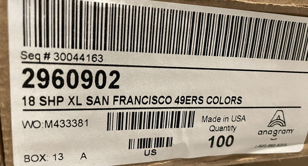 (1) San Francisco 49ers Football Shaped Balloon Foil Anagram 29609 NEW!