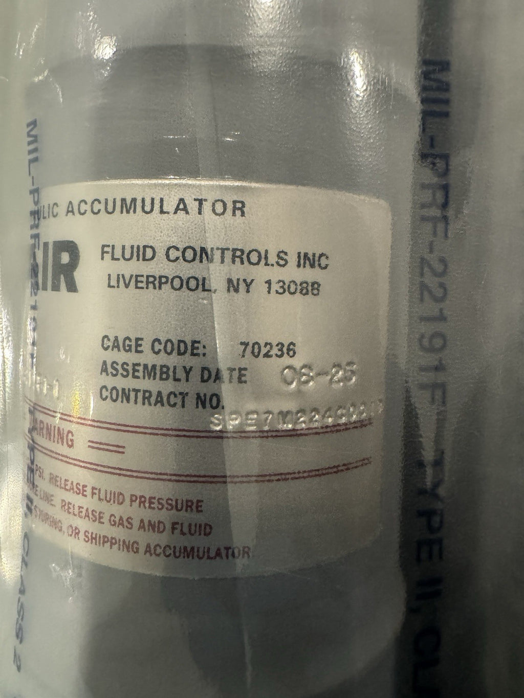 Tactair 08 60028 Hydraulic Accumulator 1710-01-271-8886 80020S0CN6532D981-1 NEW!