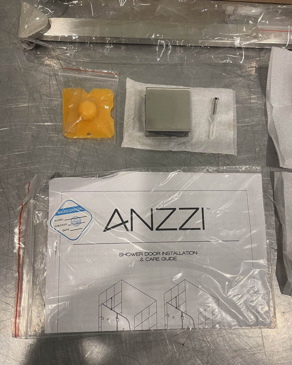 Anzzi SD-AZ11-01BN Shower Door Hrdware Kit Handle Hinges Mounts SS NEW IN BOX!