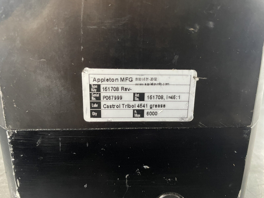Appleton 151708 Emerson Gearbox 6000 RPM 46:1 Ratio NEW! FREE SHIPPING!