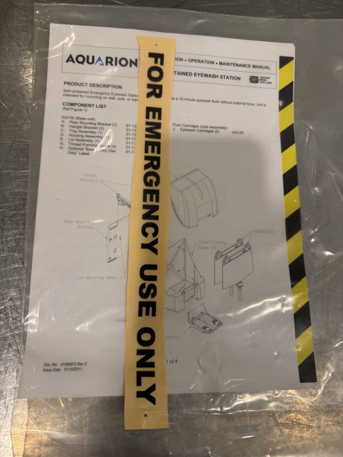 Encon Aquarion AQ-100 Emergencey Eye Wash Station Wall Mount Self-Contained NEW