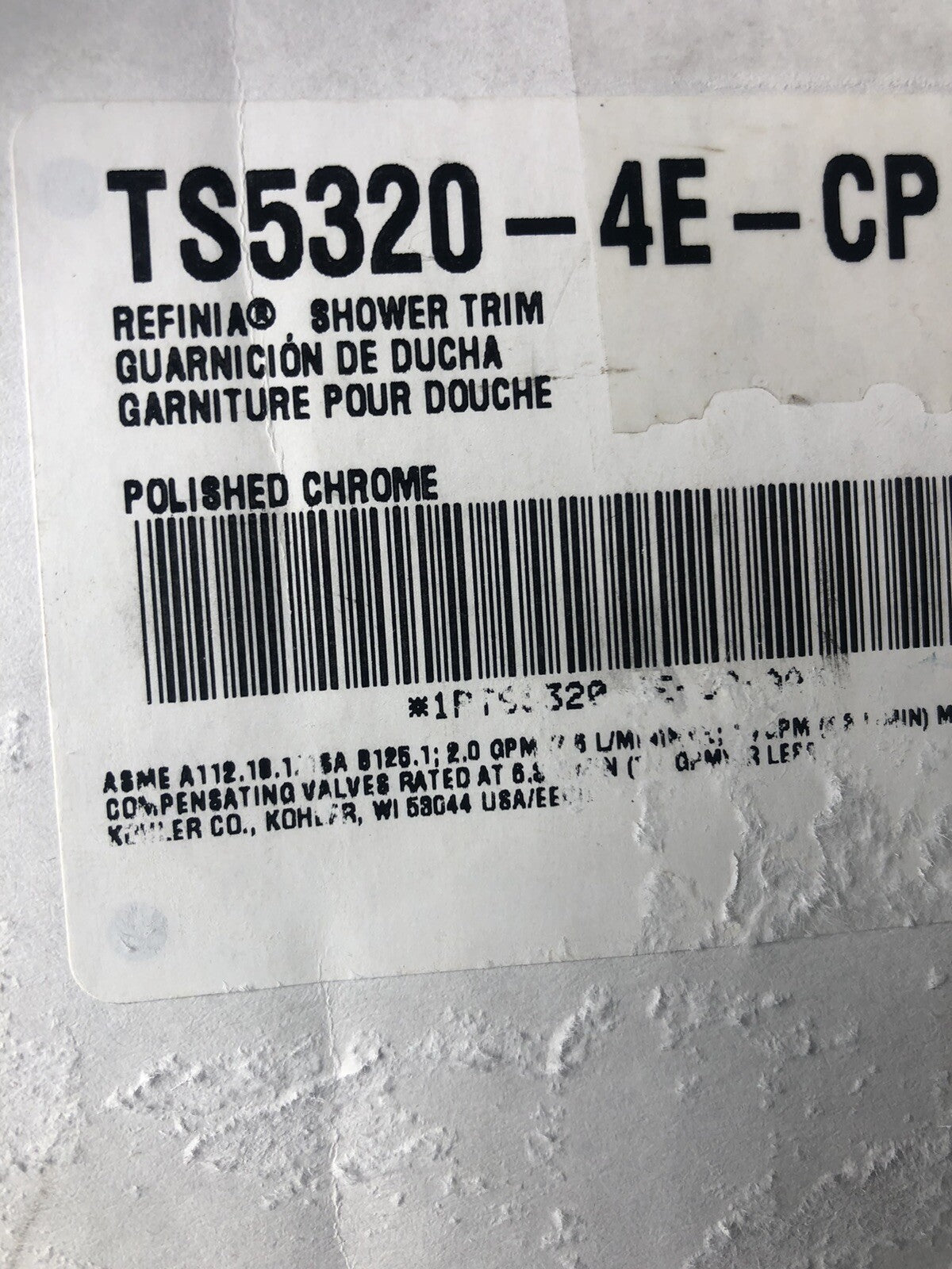 Kohler TS5320-4E-CP Refinia Shower Trim Chrome MISSING HANDLE NEW! FREE SHIPPING