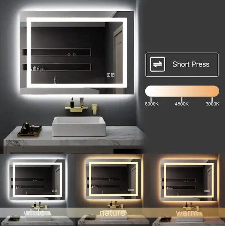 TH-902A LED Lighted Mirror 32” X 24” Anti-Fog Rectangle NEW! FREE SHIPPING!