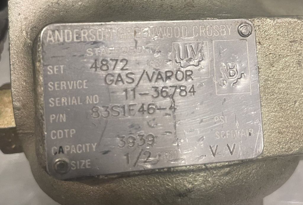 Andersen Greenwood Crosby 83S1F46-4 Pressure Relief Valve NEW! FREE SHIPPING!